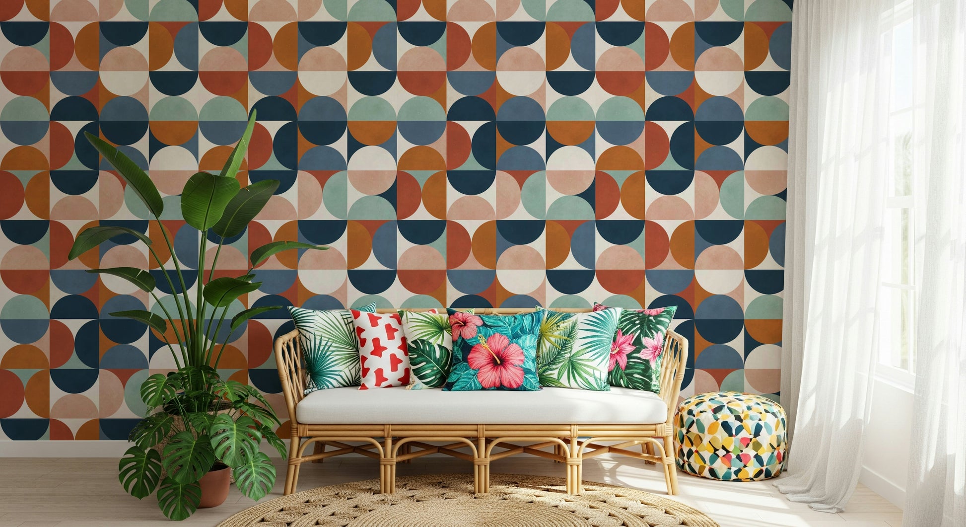 Retro Rhythm wallpaper for walls abstract geometric design.