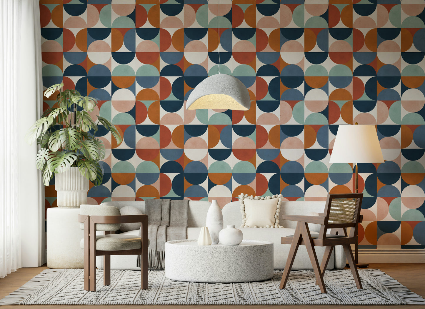Stylish Retro Rhythm wallpaper geometric art vibrant colors.