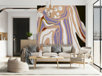Graphic novel style artwork becomes a stunning Retro Geo Blush wallcovering.