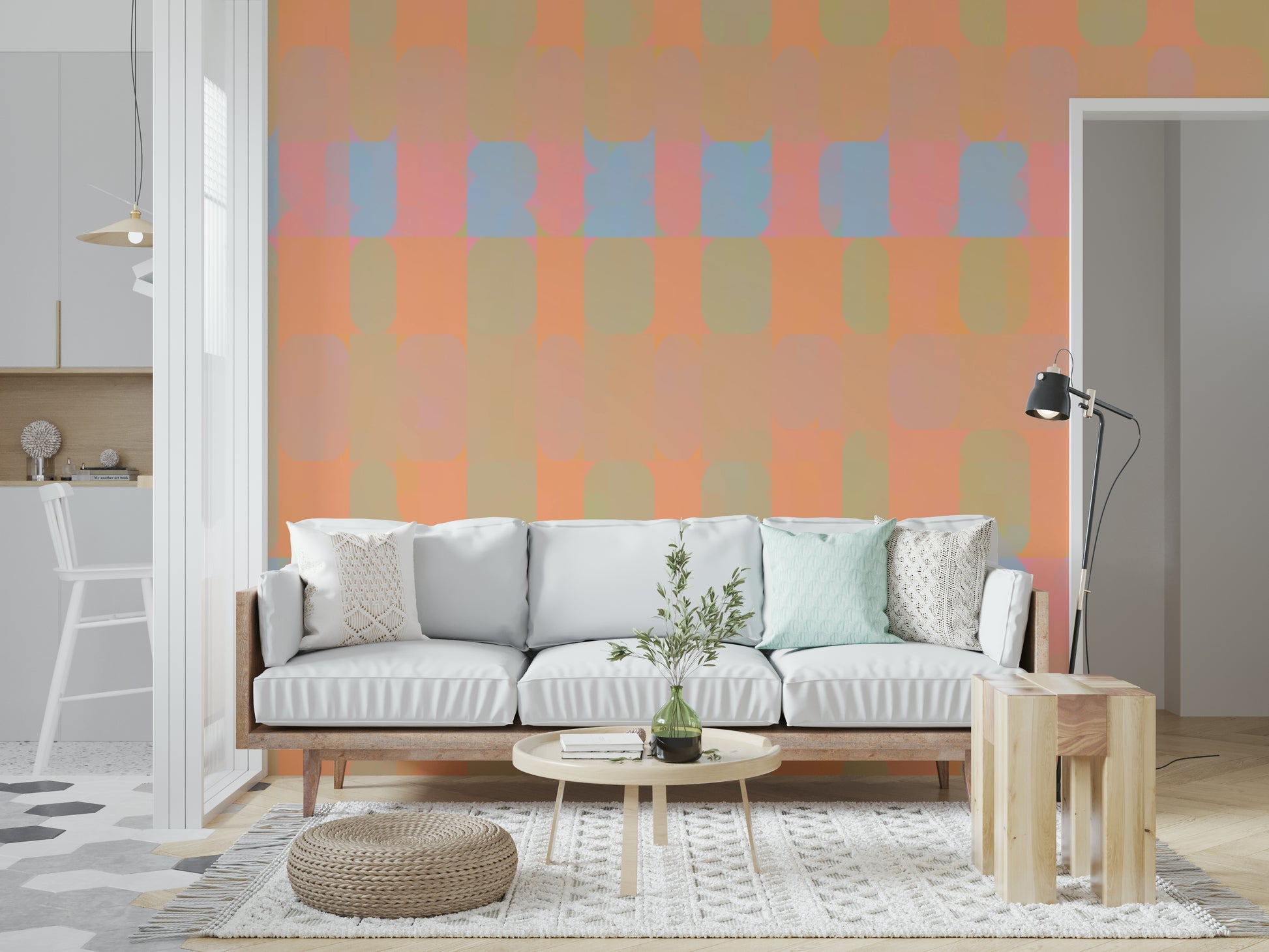 Gorgeous room makeover Bright Day Geometry accent wall