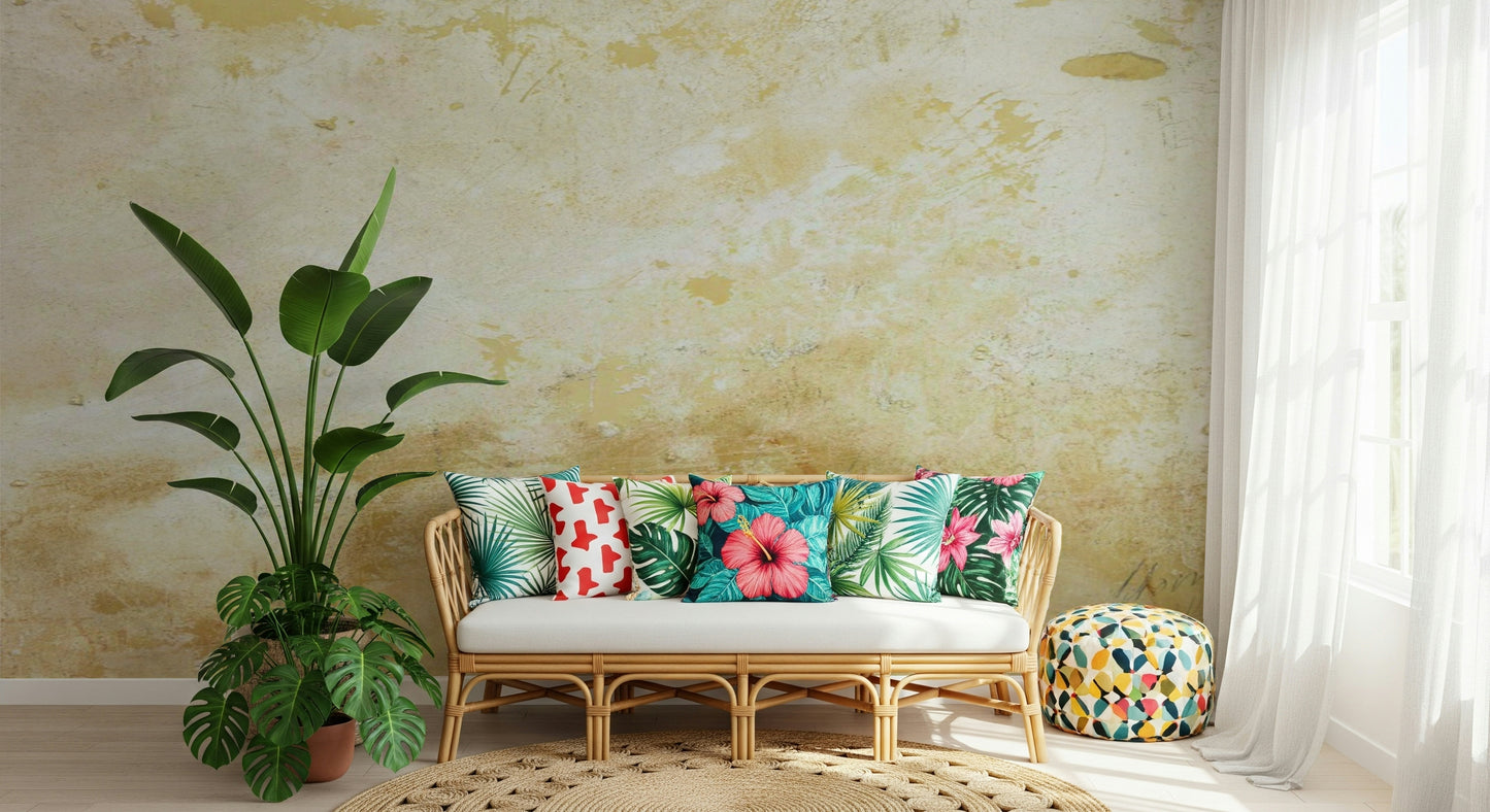 Golden textured wall mural, soft focus, minimal yet captivating wall art.