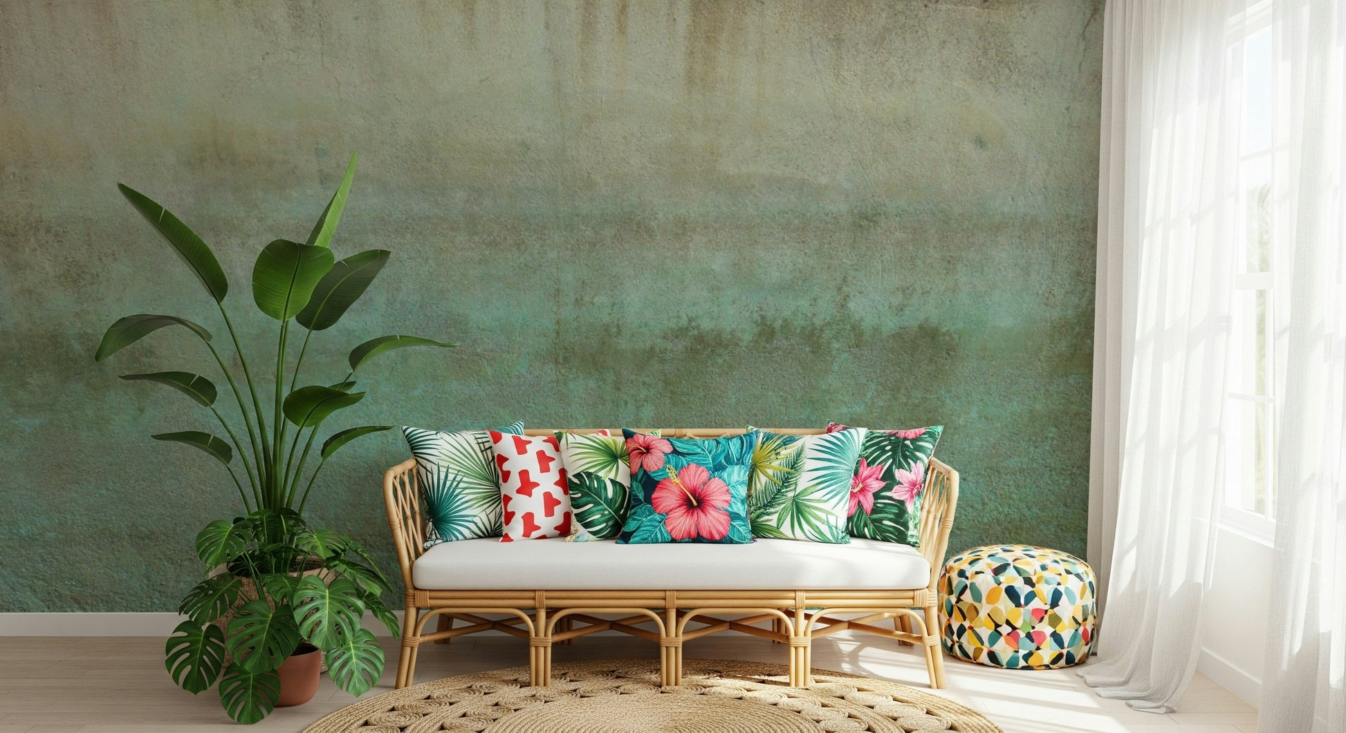 Aged Oxidized Wall Art mural copper stain effect.