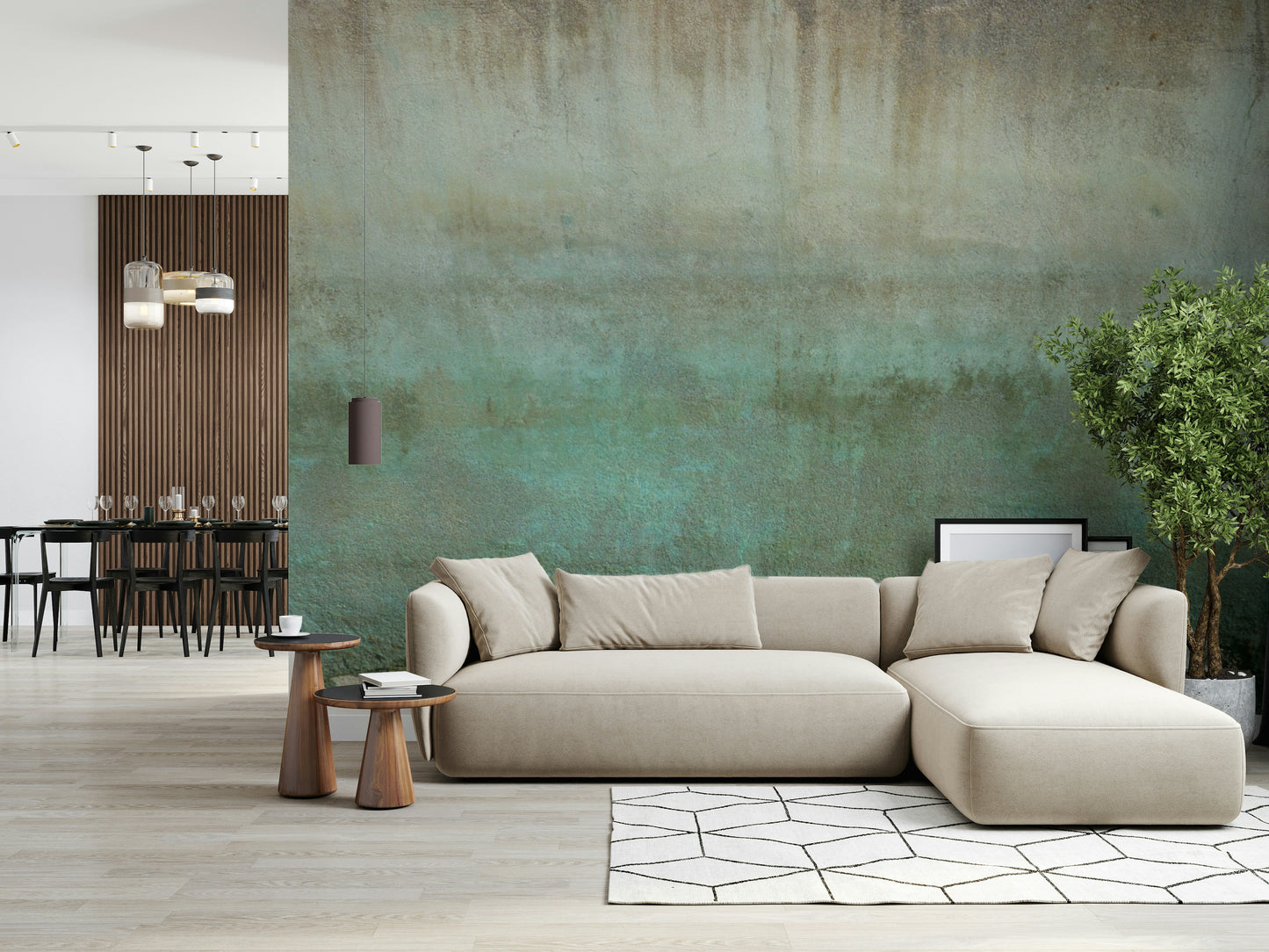 Weathered surface Oxidized Wall Art decor teal green.