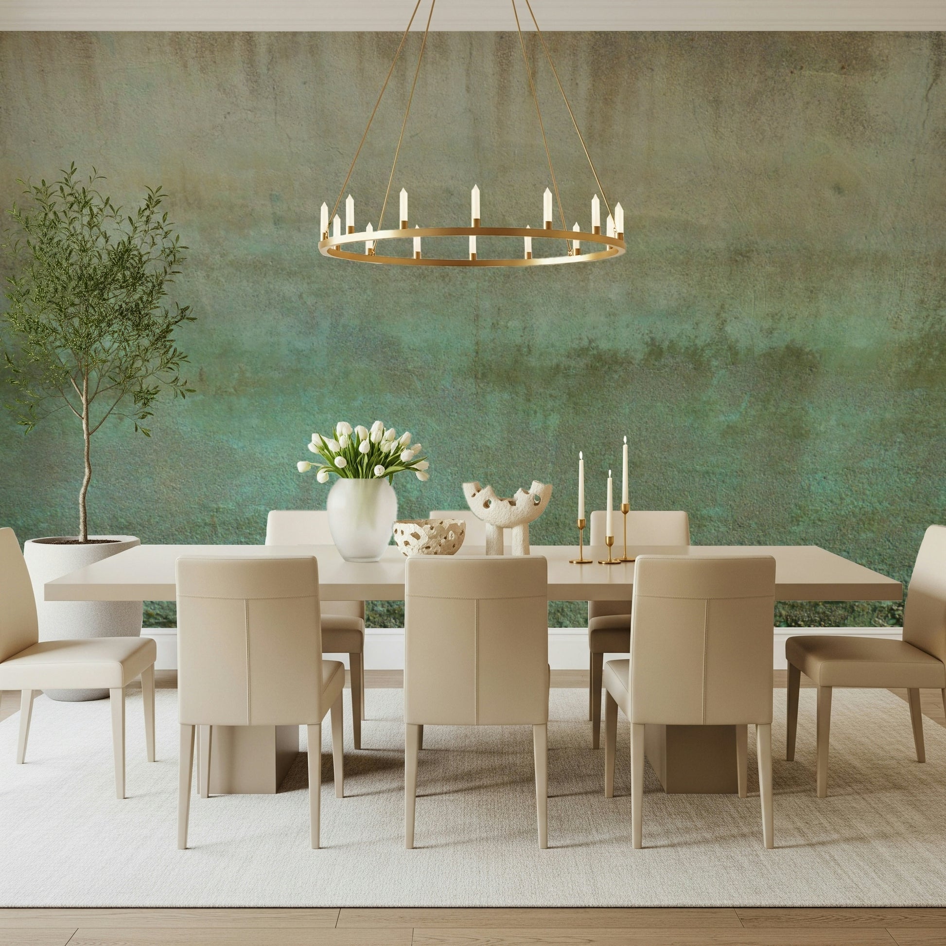 Rustic Oxidized Wall Art wall covering layered aqua color.