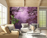 Enchanted Purple Woods mural shades mauve branches.