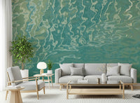 Soothing water Aqua Waves design subtle green wallpaper.