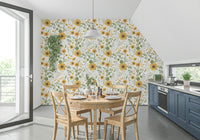 Serene Wildflower Dream wall mural, calming flower scatter.