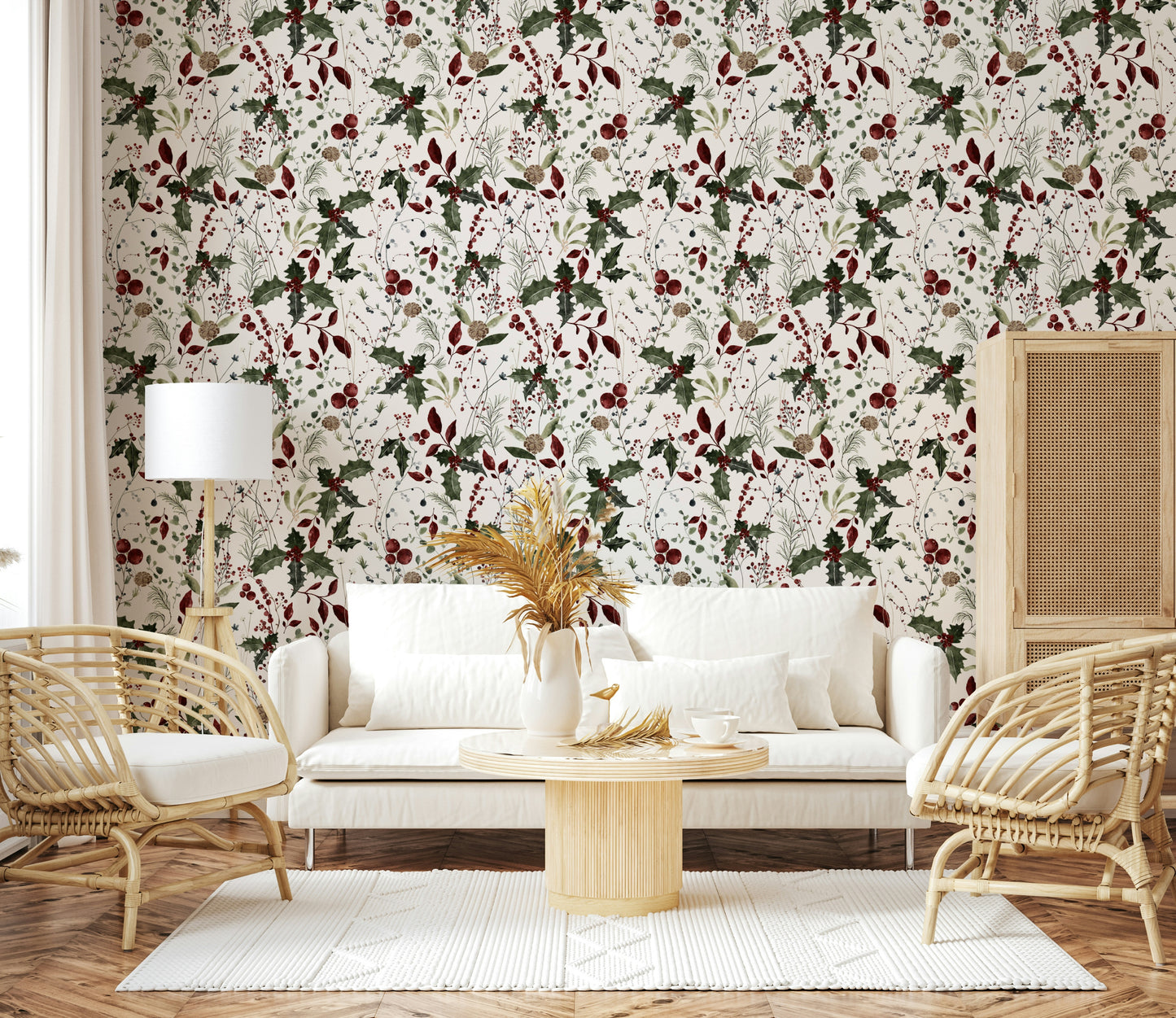 Winter Garden delicate forest theme wallpaper print.