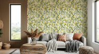 Juicy Lemon Grove Dreams mural botanical illustration kitchen wall.