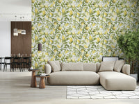 Decor Lemon Grove Dreams design cheerful lemons leafy branches wallpaper
