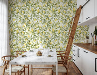 Lemon Grove Dreams wallpaper artistic botanical print accent wall.