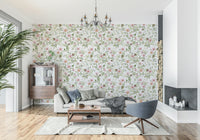 Blossom Hues watercolor pink poppy flower wallpaper for walls.