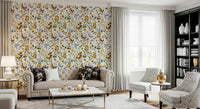 Floral Yellow Butterfly Meadow bright cheerful wallcovering