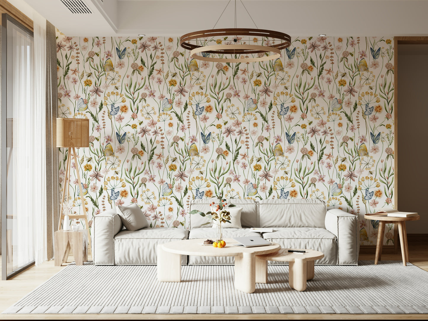 Fine art style wall mural, Wildflower Whispers, with soft focus blossoms.
