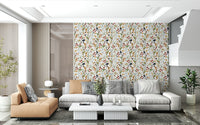 Scattered repeating flowers in Berry Bloom Meadow bright wall design.