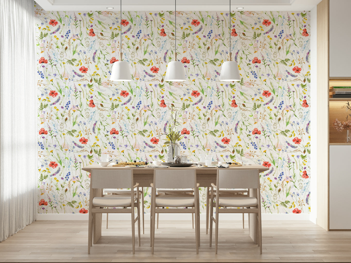 Watercolor Poppies Meadow Wallpaper⁠