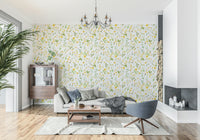 Vibrant Sunny Meadow floral pattern wallcovering.