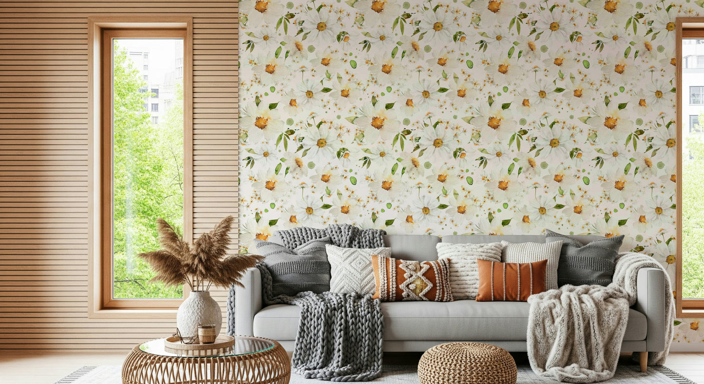 Watercolor Daisy Dreams Wallpaper⁠