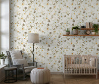 Daisy Dream white floral wallpaper mural subtle design.