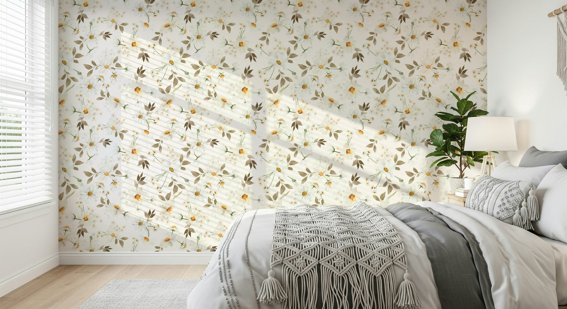 Light botanical wall mural Daisy Dream delicate artistry.