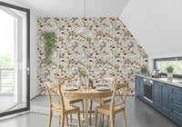 Meadow Butterflies removable wallpaper, elegant insect motif.