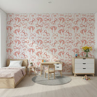 Elegant rosy bow knot repeat wall surface artwork.