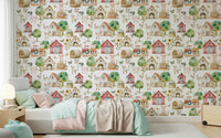 Colorful Barnyard Buddies wallpaper design, nature inspired, adorable animal collection.