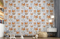 Fox Portrait Gallery wallpaper charming animal faces blue frames