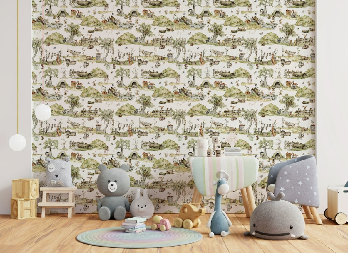 Whimsical Woodland Friends Wallpaper⁠