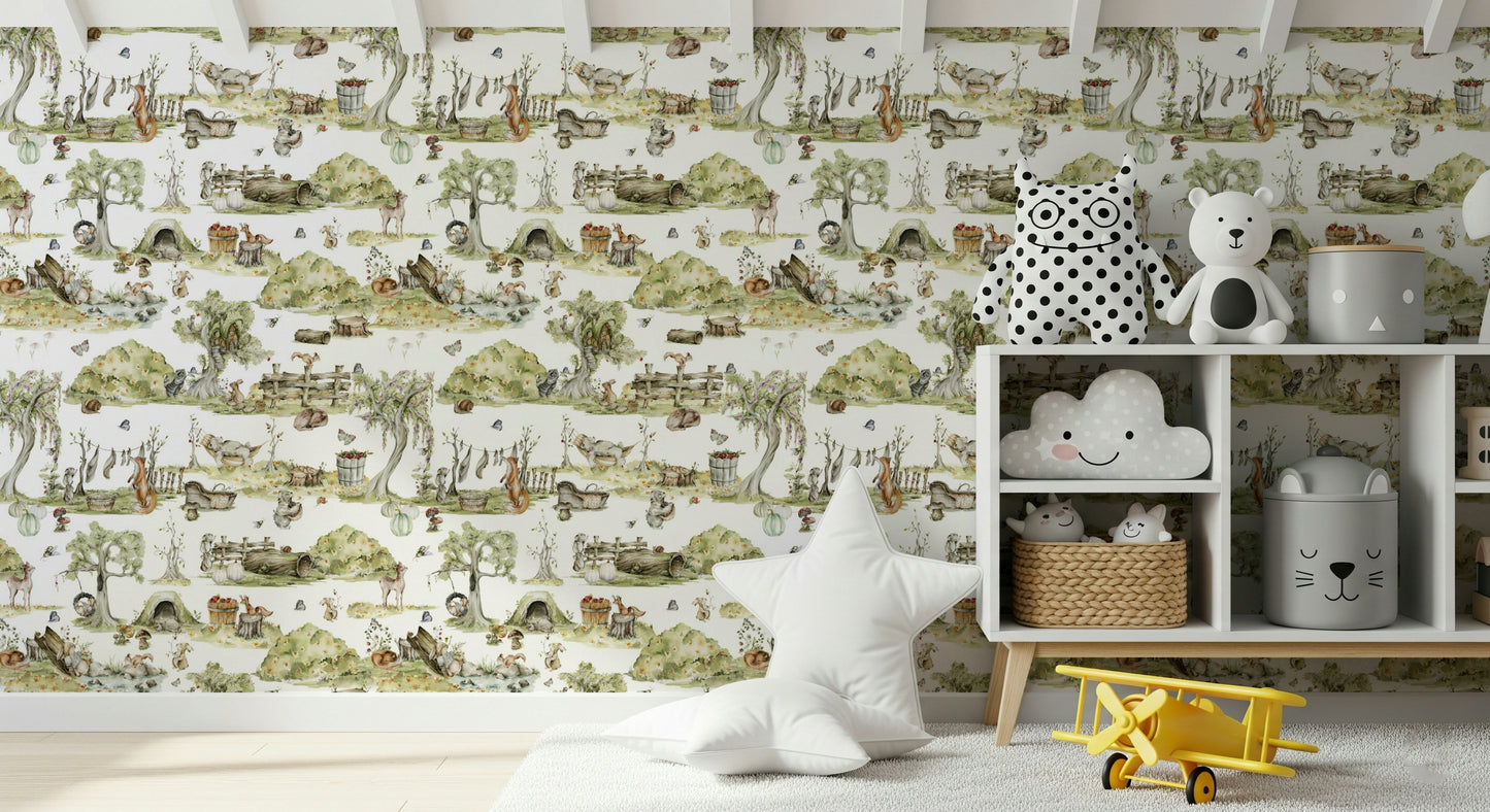 Whimsical Woodland Friends Wallpaper⁠