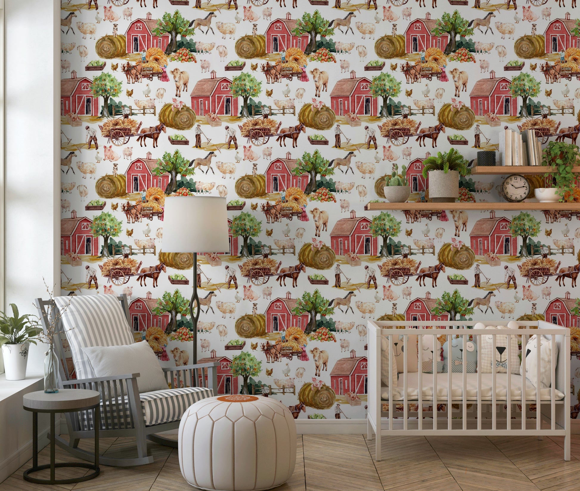 Equestrian Dreamscape wallpaper for walls, riders, trees watercolor mural.