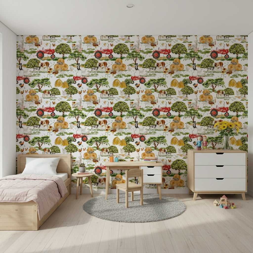 Farm Animals wall decor, durable paper showing vintage agricultural life.