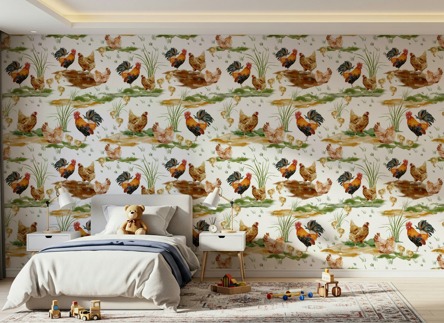 Watercolor Chicken Coop Wallpaper⁠