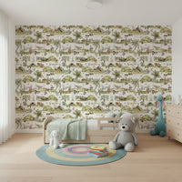 Forest Tales pattern, delightful creatures resting in a lush grassy clearing.