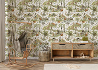 Woodland Wonders peel stick wallpaper: Easy installation, delightful repeating pattern.