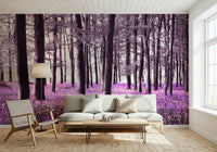 Captivating wall mural: Mysteries of Bluebell Forest. Rich lavender scene.