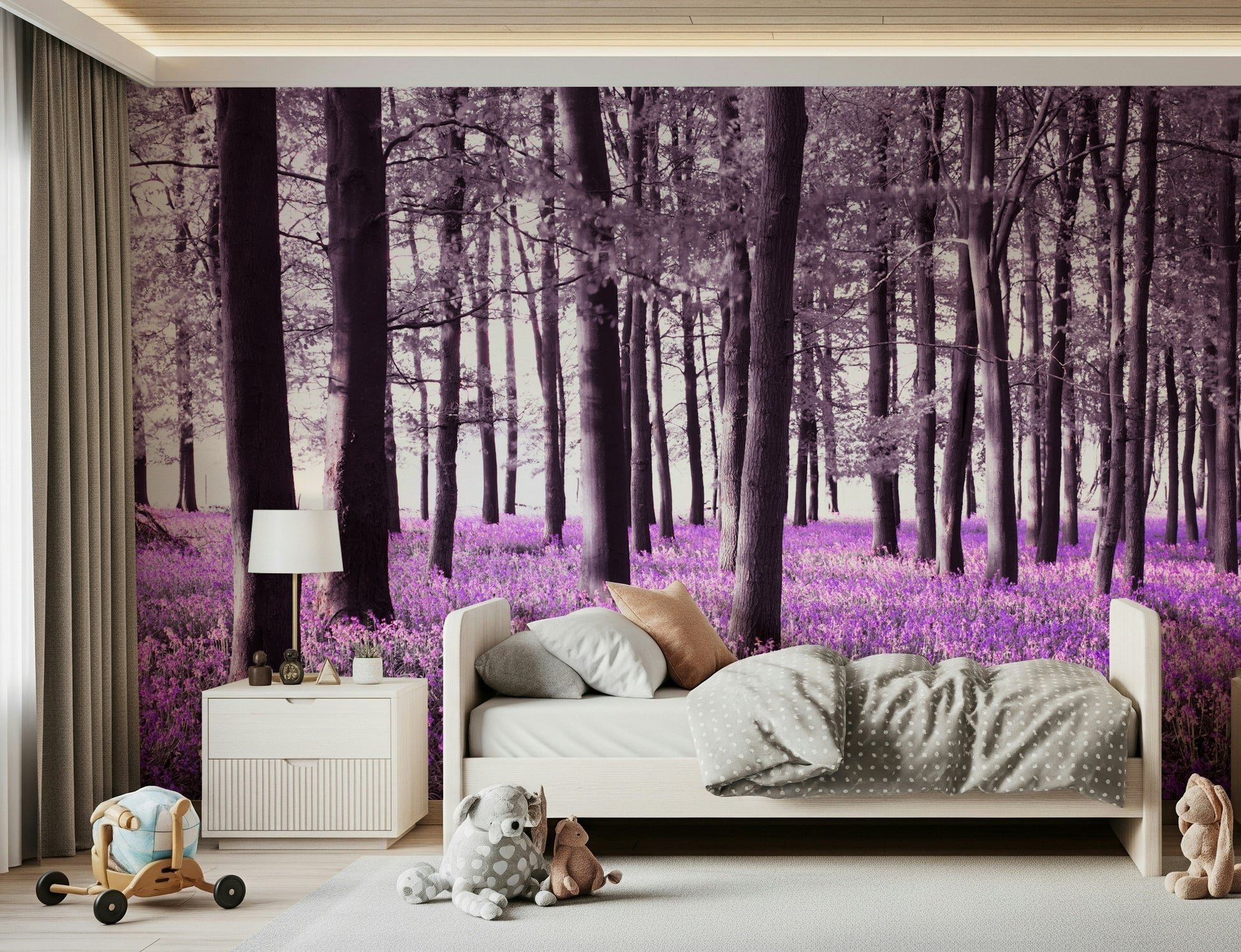 Inspiring Mysteries of Bluebell Forest. Wall panel features lush color.