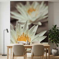 Layered petals give depth to Whispering White Lilies pattern.