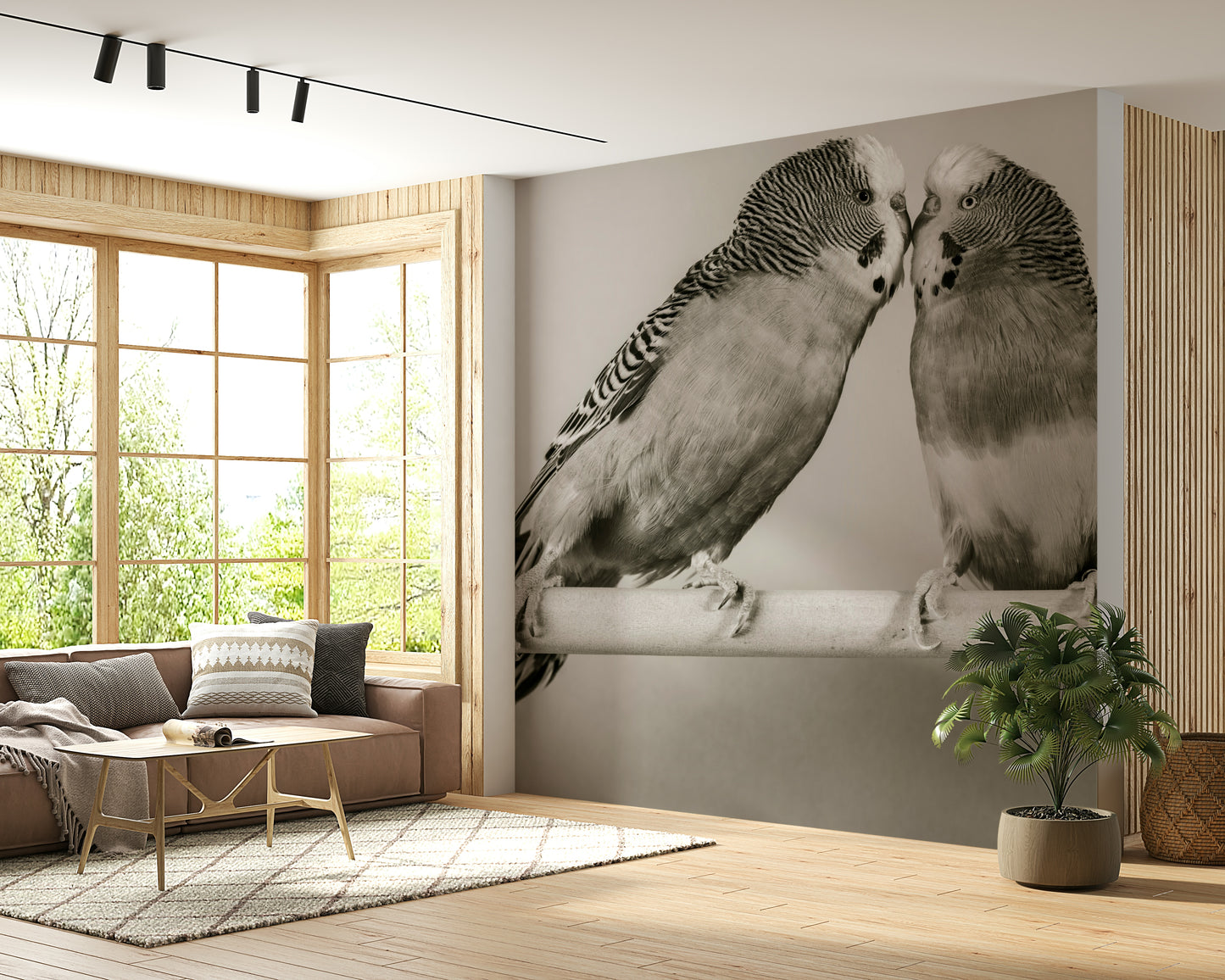 Lovebirds on a Perch Wall Mural