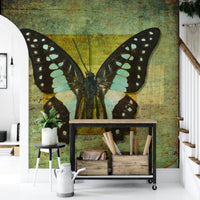 Eclectic Gilded Butterfly wall mural focusing on patterned insect wings art