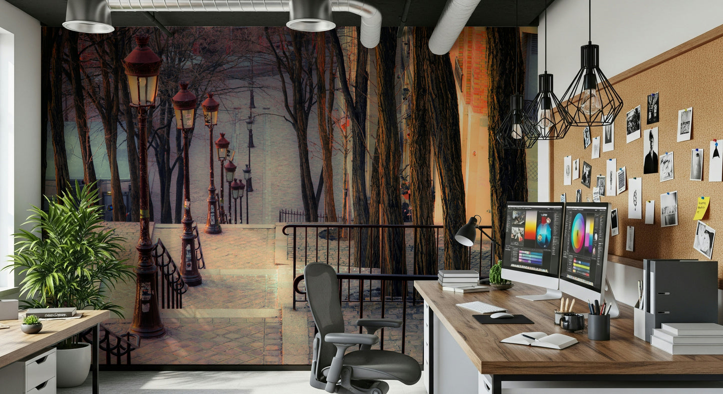Montmartre's Iconic Staircase Wall Mural