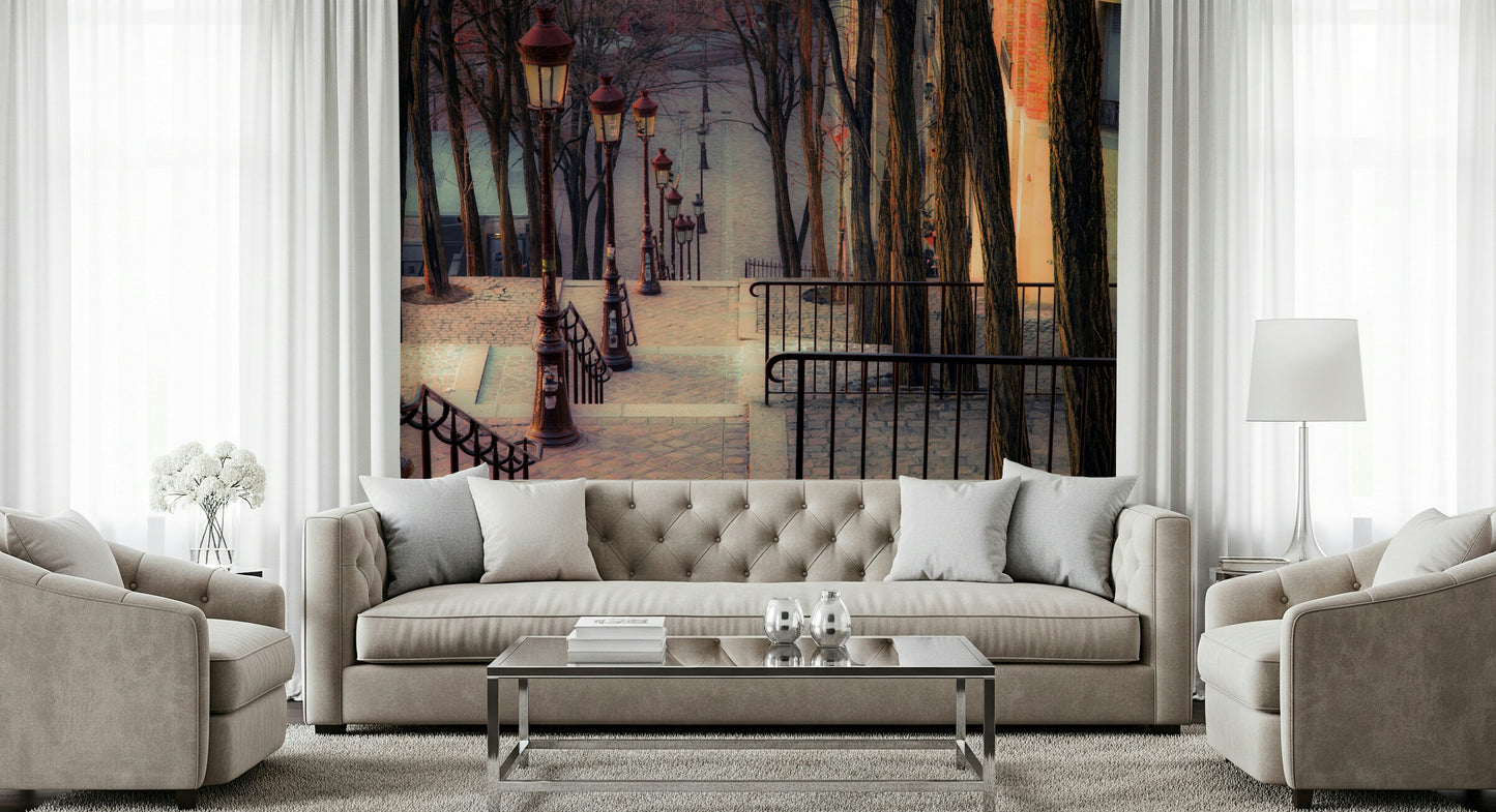 Montmartre's Iconic Staircase Wall Mural