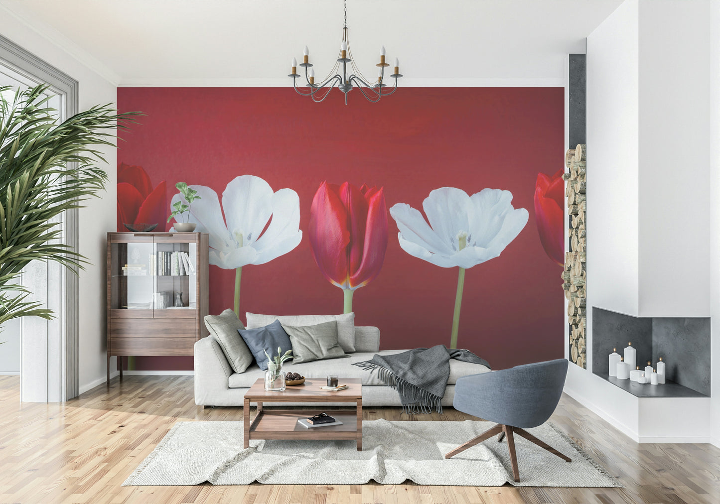 Tulips in a row Wall Mural
