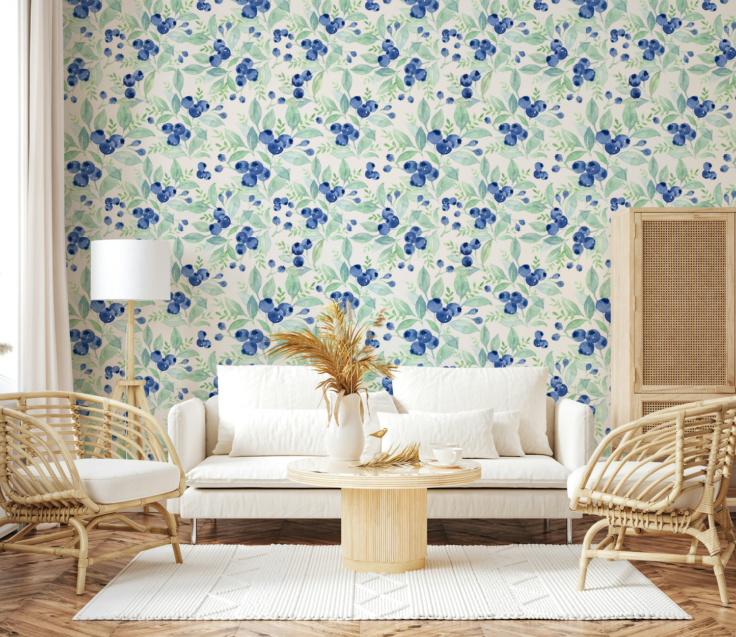 Berry Bliss Watercolor repeating foliage peel and stick