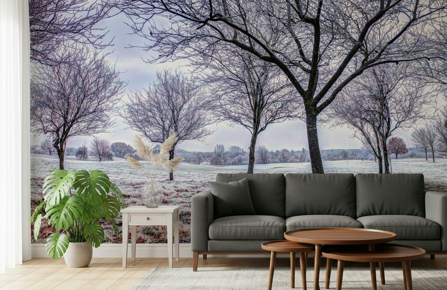 Silver branches, Whispering Winter Fields wall treatment solution.