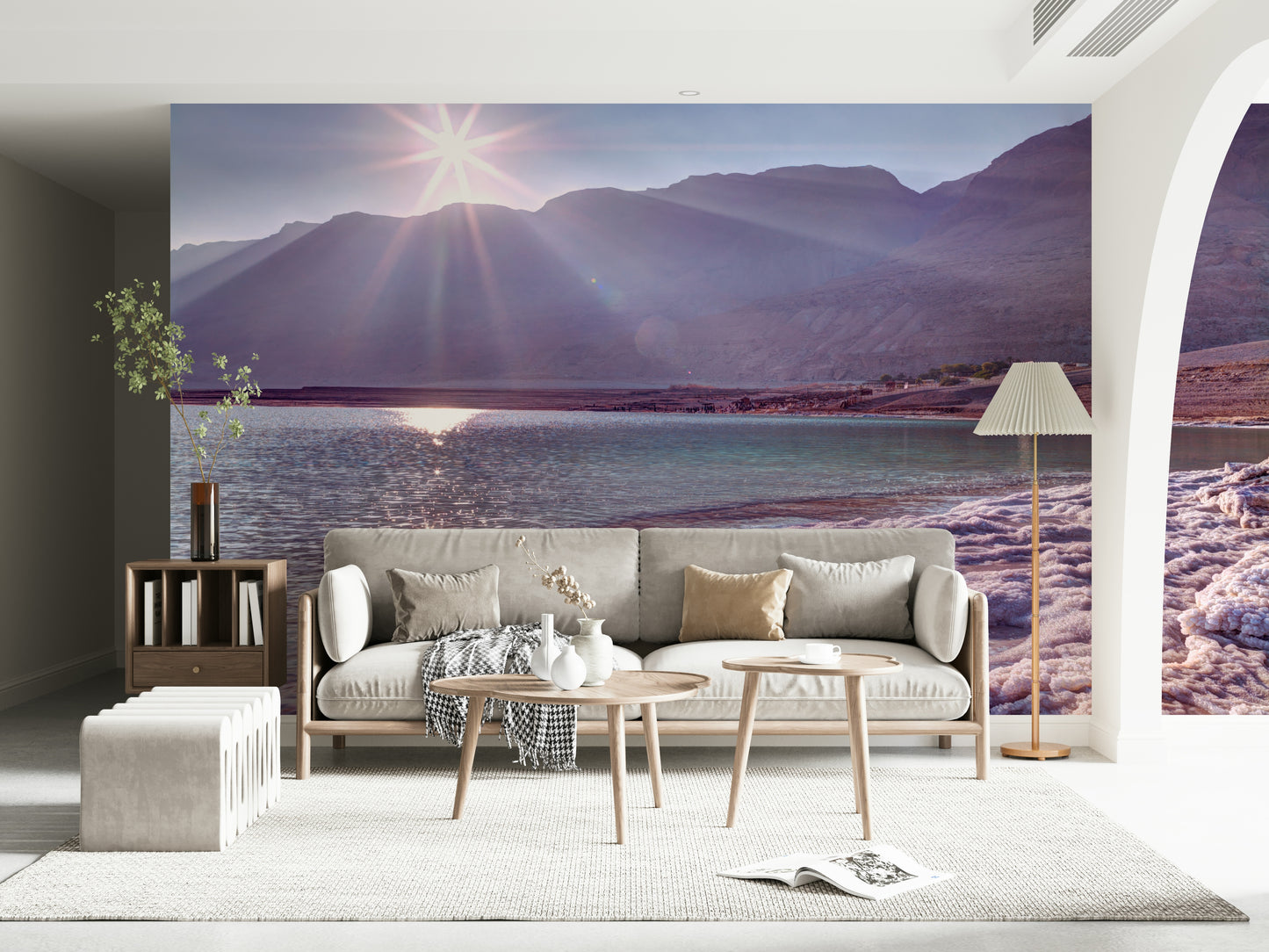 Dead Sea Sunset wallpaper walls mural salty shore view.