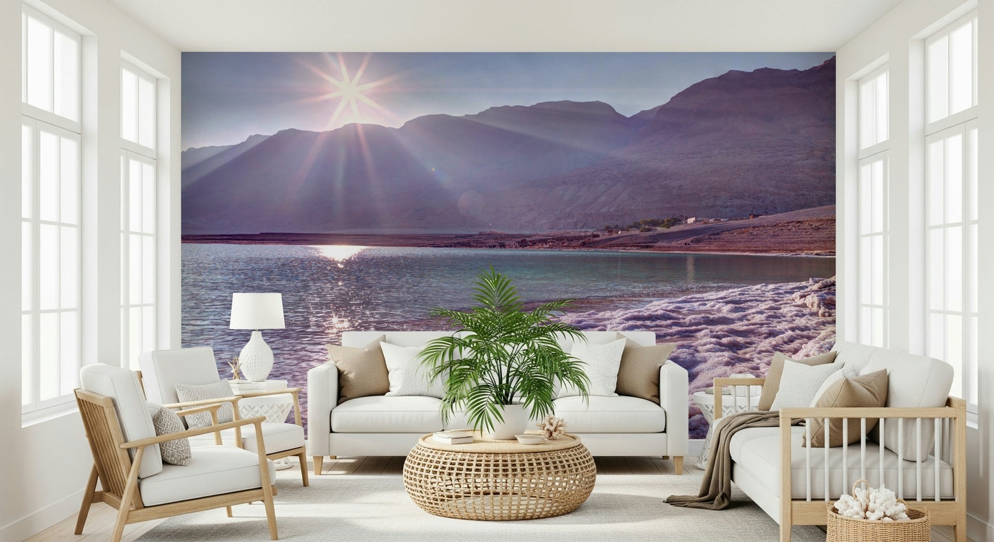 Beautiful Dead Sea Sunset wallpaper home decor solution.