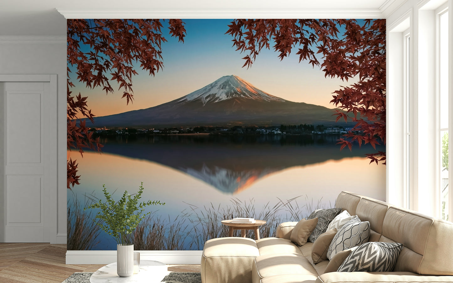 Fuji at Dawn: Autumn View Wall Mural