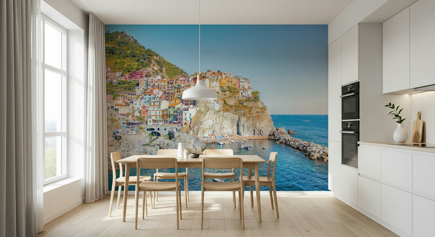 Cinque Terre Coast colorful village wallpaper for walls wall mural view.
