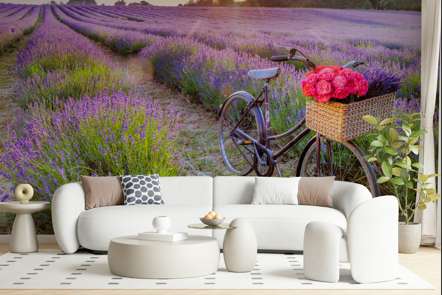 Bicycle in a Lavender Field Wall Mural